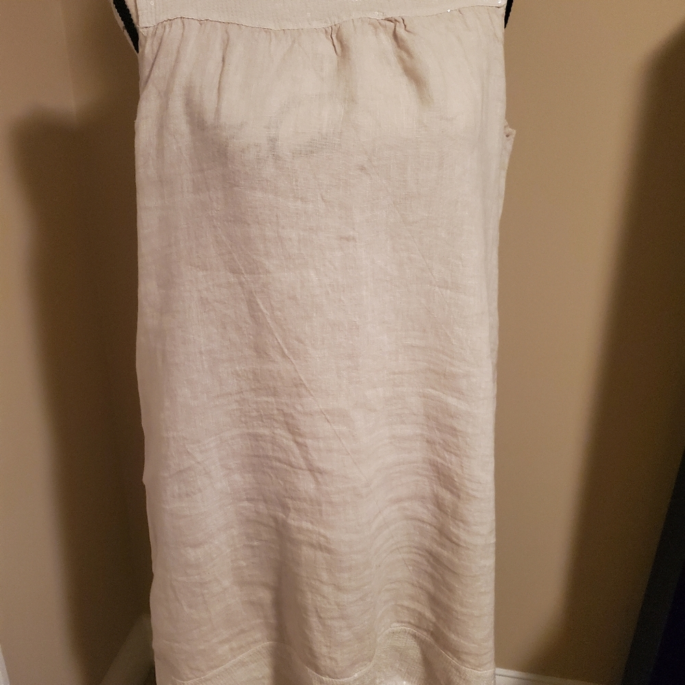 Via Signoria linen and sequins sleeveless dress